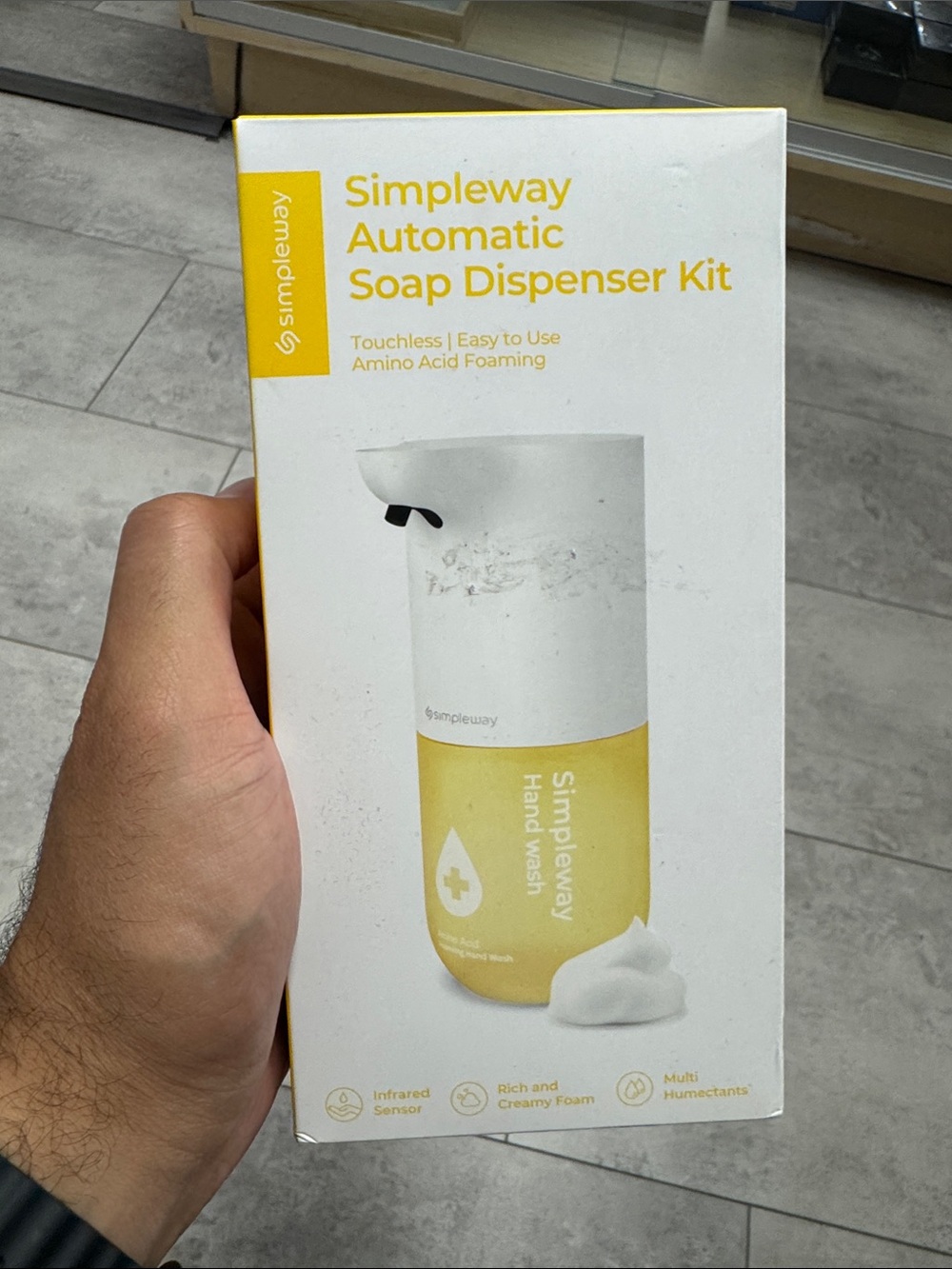 Simpleway Automatic Soap Dispenser Kit — White & Yellow
